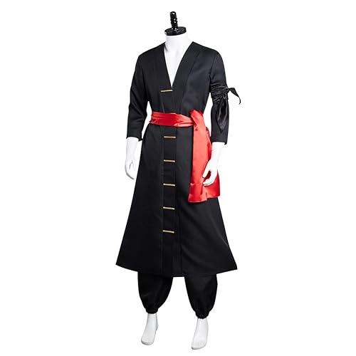 Zhongkaihua Roronoa Zoro Cosplay Kostüm Schwarzer Samurai Japanischer Herren Kimono Casual Outfits Set Halloween Comic Con Anime Rollenspiel Komplett Set von Zhongkaihua