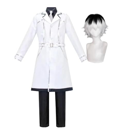 Zhongkaihua Sasaki Haise Cosplay Anzug Rollenspiel Weiß Uniform Anzug Kostüm Set mit Perücke Halloween Karneval Party für Fans von Zhongkaihua