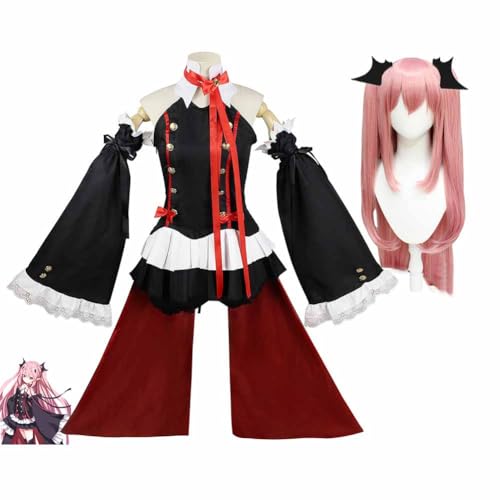 Zhongkaihua Seraph of the End Cosplay Krul Tepes Cosplay Costume Dress with Flared Sleeves Outfit Full Set Krul Tepes Cosplay Wig Accessories Halloween Carnival von Zhongkaihua
