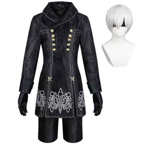 Zhongkaihua Spielcharakter Automata 9S Cosplay Kostüm Komplette Sets Yorha 9S Cosplay Schwarz Uniform Set für Erwachsene Uni Halloween Rollenspiel Outfit von Zhongkaihua