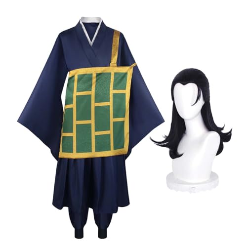 Zhongkaihua Suguru Geto Cosplay Kostüm Robe Kimono Outfits mit Gedruckt Surplice JJK Geto Halloween Kostüme für Herren Comic Con, Anime Karneval Rollenspiel von Zhongkaihua