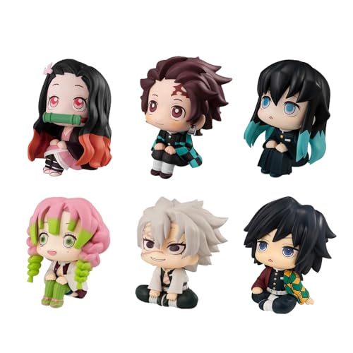 Zhongkaihua Tanjiro/Nezuko/Muichirou/Giyuu/Sanemi/Mitsuri Figur Kimetsu no Yaiba Figuren Anime Look up Figure Action 6pcs Modell Dekoration Kollektion Geschenke von Zhongkaihua