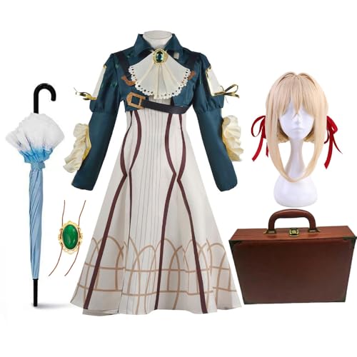 Zhongkaihua Violet Evergarden Cosplay-Kostüm, Anime, Rollenspiel, Gothic-Kleid, Uniform, Anzug, komplettes Set, Violett, Evergarden-Zubehör, Halloween von Zhongkaihua