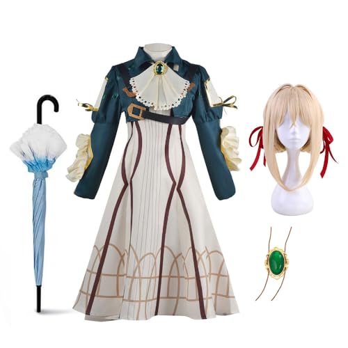 Zhongkaihua Violettes Evergarden Cosplay-Kostüm, Perücke, Regenschirm, Anhänger, Anime-Vollanzug, Erwachsenen-Rollenspiel, Karneval, Halloween, Party, Uniform für Frauen Zhongkaihua Violettes Evergarden Cosplay-Kostüm, Perücke, Regenschirm, Anhänger, Anime-Vollanzug, Erwachsenen-Rollenspiel, Karneval, Halloween, Party, Uniform für Frauen von Zhongkaihua