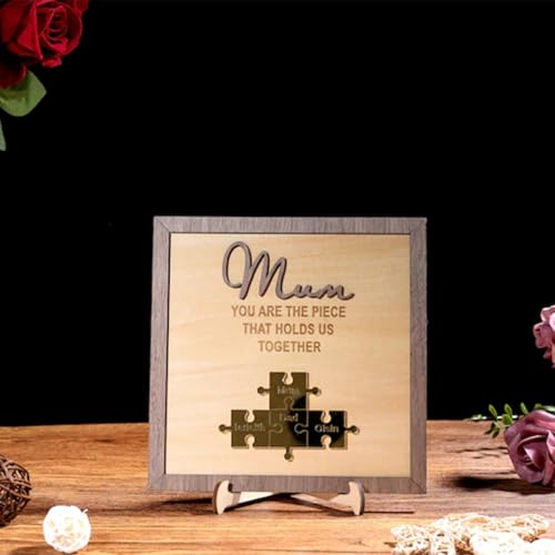 Personalisiertes Muttertags-Puzzle-Schild, "You are The Piece That Holds us Together", Geschenk von Kindern, Ehemann, Muttertags-Puzzle-Plakette (20 x 20 cm) von Zhongzhi