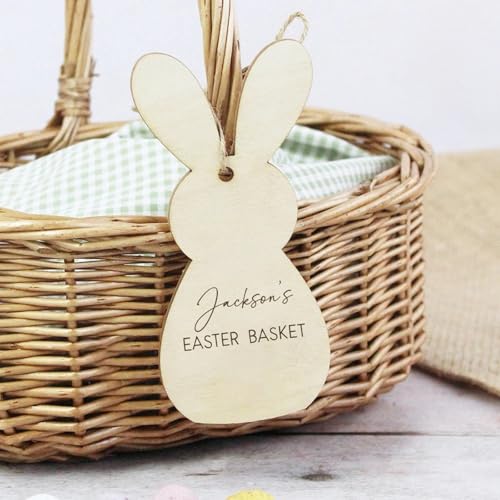 Zhongzhi Personalisierte erste Osterkorb aus Holz mit Namensschild Happy Easter Party Egg Hunt Game Basketball Dekoration Kid Junge Mädchen Geschenk (Design E, 1 Stück) von Zhongzhi