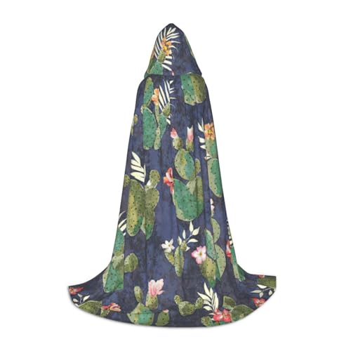 Zhuanyun Aquarell Kaktus Druck Kapuzenumhang Hexenumhang mit Kapuze für Damen und Herren passend für Karneval Cosplay Kostüm Partys von Zhuanyun