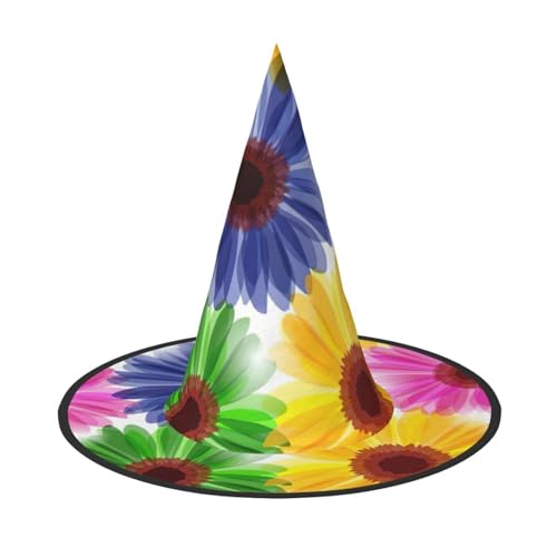Zhuanyun Buntes Blumendruck, Halloween-Hut, Halloween-Kostüm, Zubehör, Kopfschmuck, Partyzubehör, Hexenhut Zhuanyun Buntes Blumendruck, Halloween-Hut, Halloween-Kostüm, Zubehör, Kopfschmuck, Partyzubehör, Hexenhut von Zhuanyun