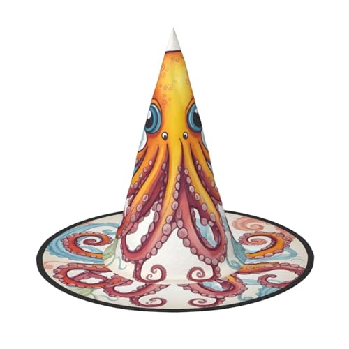 Zhuanyun Farbenfroher Oktopus-Druck, Halloween-Hut, Halloween-Kostüm, Zubehör, Kopfschmuck, Partyzubehör, Hexenhut Zhuanyun Farbenfroher Oktopus-Druck, Halloween-Hut, Halloween-Kostüm, Zubehör, Kopfschmuck, Partyzubehör, Hexenhut von Zhuanyun