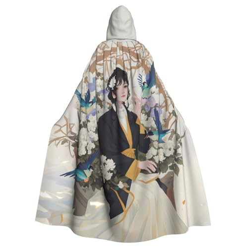 Zhuanyun Gardenia Umhang mit Blumenmotiv und Vögeln, Halloween-Kapuzenumhang, Polyester-Kapuzenumhang, passend für alle Gelegenheiten Zhuanyun Gardenia Umhang mit Blumenmotiv und Vögeln, Halloween-Kapuzenumhang, Polyester-Kapuzenumhang, passend für alle Gelegenheiten von Zhuanyun