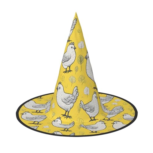 Zhuanyun Gelber Huhn-Druck, Halloween-Hut, Halloween-Kostüm, Zubehör, Kopfschmuck, Partyzubehör, Hexenhut von Zhuanyun
