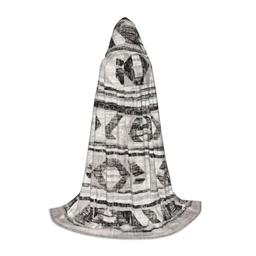 Zhuanyun Grauer Tribal-Druck, Kapuzenumhang, Hexenumhang mit Kapuze, für Damen und Herren, passend für Karneval, Cosplay, Kostümpartys Zhuanyun Grauer Tribal-Druck, Kapuzenumhang, Hexenumhang mit Kapuze, für Damen und Herren, passend für Karneval, Cosplay, Kostümpartys von Zhuanyun