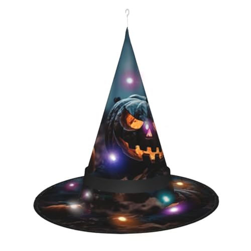Zhuanyun Grüner Geist Horror Halloween Kürbis Druck Spitzhut Halloween Hexenhut Hexe Hexe Cosplay Zubehör von Zhuanyun