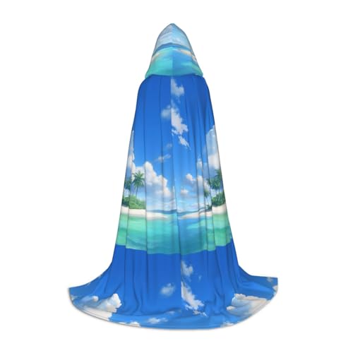 Zhuanyun Grüner Maxi-Umhang mit tropischem Insel-Druck, Winter, warm, lang, Cosplay-Kostüme, Oberbekleidung von Zhuanyun