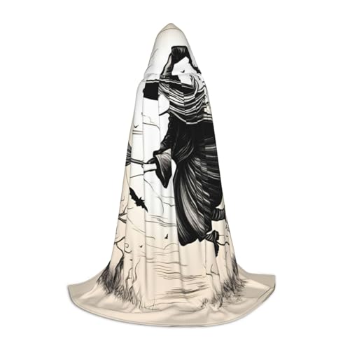 Zhuanyun Halloween Hexe fliegender Druck Kapuzenumhang Hexenumhang mit Kapuze für Damen und Herren passend für Karneval Cosplay Kostüm Partys von Zhuanyun