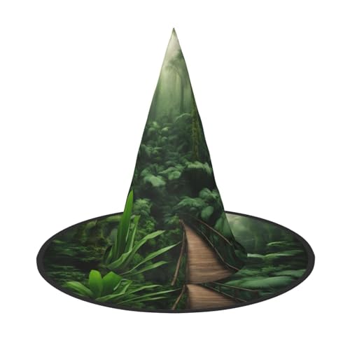 Zhuanyun Halloween-Hut mit tropischem Regenwald-Druck, Halloween-Kostüm, Zubehör, Kopfschmuck, Partyzubehör, Hexenhut Zhuanyun Halloween-Hut mit tropischem Regenwald-Druck, Halloween-Kostüm, Zubehör, Kopfschmuck, Partyzubehör, Hexenhut von Zhuanyun