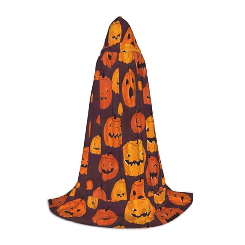 Zhuanyun Halloween Kürbis 1 Druck Kapuzenumhang Hexenumhang mit Kapuze für Damen und Herren passend für Karneval Cosplay Kostüm Partys von Zhuanyun