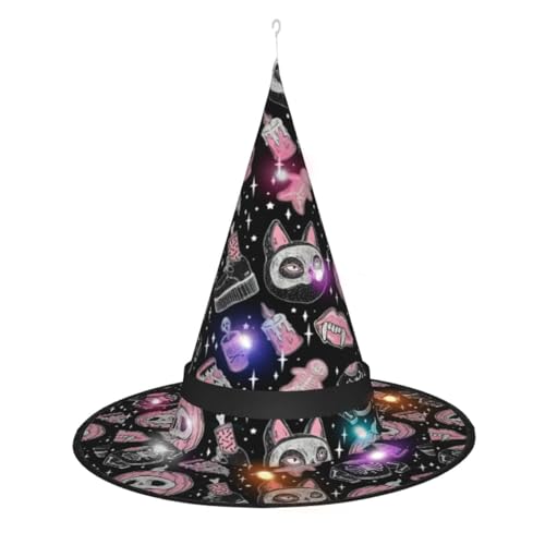 Zhuanyun Halloween Kürbis Katze Druck Spitzhut Halloween Hexenhut Hexe Hexe Cosplay Zubehör von Zhuanyun