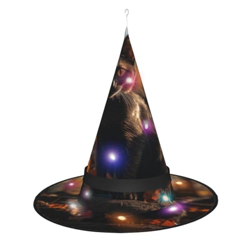 Zhuanyun Halloween Kürbis Katze Druck Spitzhut Halloween Hexenhut Hexe Hexe Cosplay Zubehör von Zhuanyun