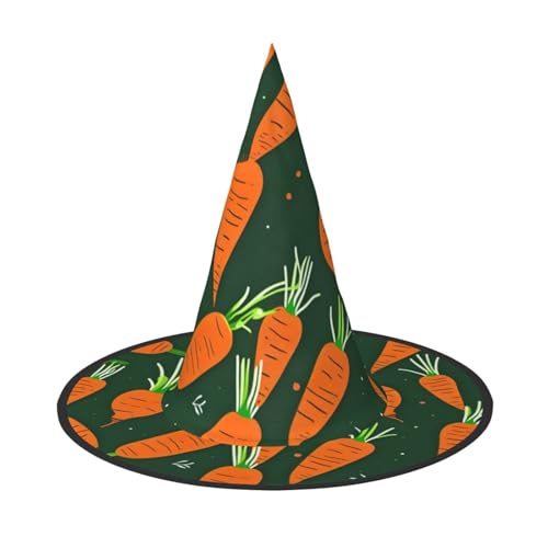 Zhuanyun Halloweenhut mit fröhlichem Karottenaufdruck, Halloween-Kostüm, Zubehör, Kopfschmuck, Partyzubehör, Hexenhut von Zhuanyun