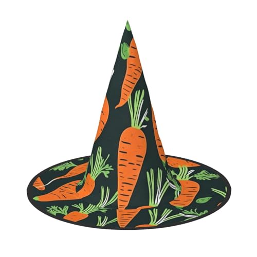 Zhuanyun Happy Carrot Nahtloses Muster Druck Halloween Hut Halloween Kostüm Zubehör Kopfschmuck Party Zubehör Hexenhut von Zhuanyun