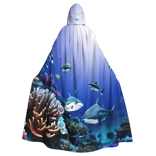 Zhuanyun Kapuzenumhang mit Hai-Motiv "Schwimmen unter dem Meer", Karneval, Cosplay, Bühnenkostüme, Maskerade, Mottoparty-Zubehör Zhuanyun Kapuzenumhang mit Hai-Motiv "Schwimmen unter dem Meer", Karneval, Cosplay, Bühnenkostüme, Maskerade, Mottoparty-Zubehör von Zhuanyun