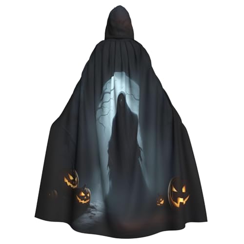 Zhuanyun Kapuzenumhang mit Halloween-Geisterdruck, super großer Kapuzenumhang mit Schleife, geeignet für Make-up-Partys und Rollenspiele von Zhuanyun