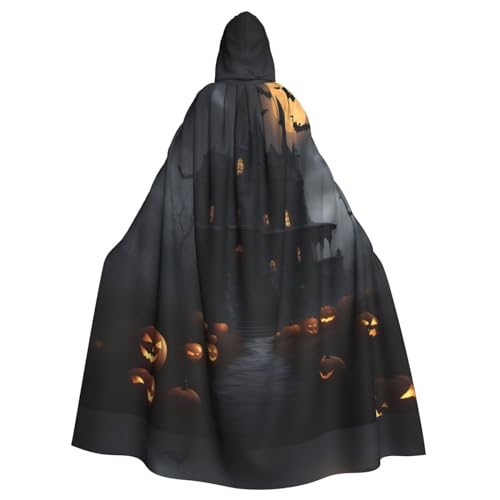 Zhuanyun Kapuzenumhang mit Halloween-Gothic-Druck, super großer Kapuzenumhang mit Schleife, geeignet für Make-up-Partys und Rollenspiele von Zhuanyun
