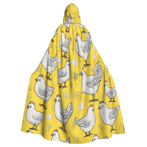 Zhuanyun Kapuzenumhang mit Huhn-Aufdruck, für Karneval, Cosplay, Bühnenkostüme, Maskerade, Mottoparty-Accessoire, Gelb von Zhuanyun