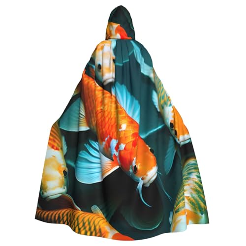 Zhuanyun Kapuzenumhang mit Koi-Fisch-Motiv, Karneval, Cosplay, Bühnenkostüme, Maskerade, Mottoparty-Zubehör von Zhuanyun