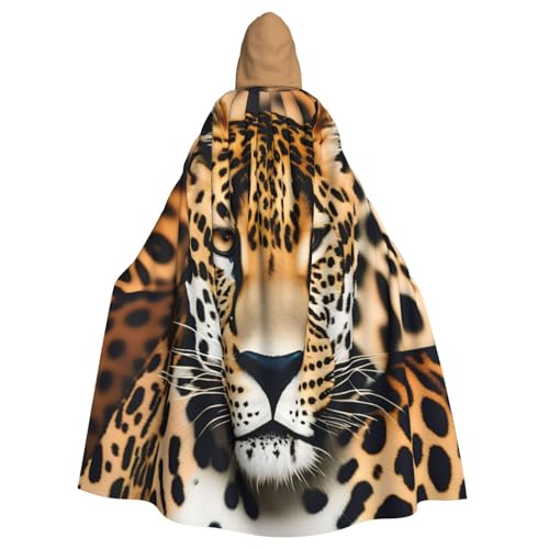Zhuanyun Kapuzenumhang mit Tier-Leopardenmuster, Karneval, Cosplay, Bühnenkostüme, Maskerade, Mottoparty-Zubehör von Zhuanyun