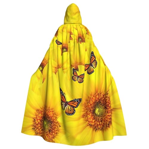 Zhuanyun Kapuzenumhang mit gelben Blumen und Schmetterlingen, super großer Kapuzenumhang mit Schleife, geeignet für Make-up-Partys und Rollenspiele Zhuanyun Kapuzenumhang mit gelben Blumen und Schmetterlingen, super großer Kapuzenumhang mit Schleife, geeignet für Make-up-Partys und Rollenspiele von Zhuanyun