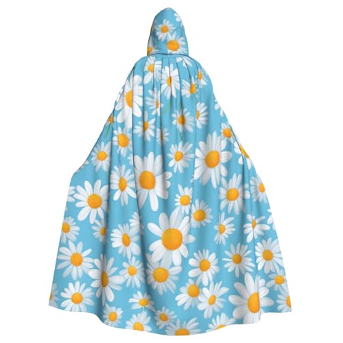 Zhuanyun Kapuzenumhang mit weißem Gänseblümchen auf hellblauem Hintergrund, Karneval, Cosplay, Bühnenkostüme, Maskerade, Mottoparty-Zubehör von Zhuanyun