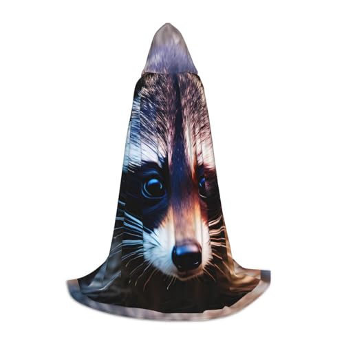 Zhuanyun Little Raccoon Face Print Kapuzenumhang Hexenumhang mit Kapuze für Damen und Herren, passend für Karneval, Cosplay, Kostümpartys Zhuanyun Little Raccoon Face Print Kapuzenumhang Hexenumhang mit Kapuze für Damen und Herren, passend für Karneval, Cosplay, Kostümpartys von Zhuanyun