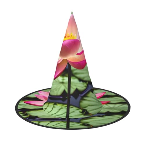 Zhuanyun Lotusblumen-Druck, Halloween-Hut, Halloween-Kostüm, Zubehör, Kopfschmuck, Partyzubehör, Hexenhut von Zhuanyun