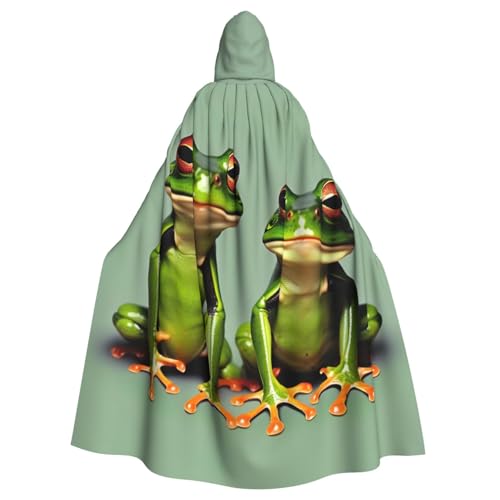 Zhuanyun Lustige grüne Frösche mit Kapuze, Umhang, Karneval, Cosplay, Bühnenkostüme, Maskerade, Mottoparty-Zubehör von Zhuanyun