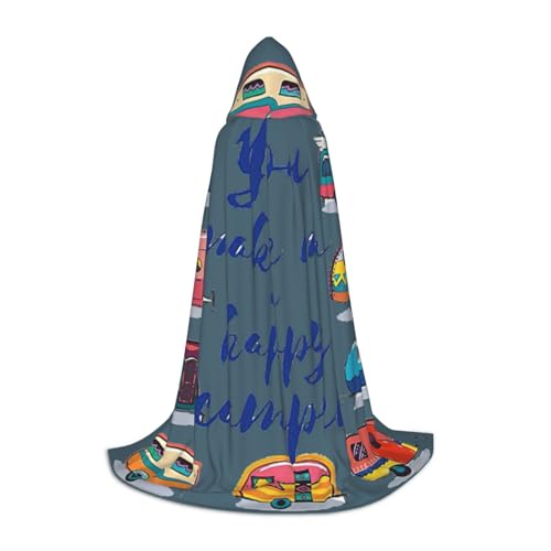 Zhuanyun Maxi-Umhang mit Kapuze und Aufschrift "You Make Me Happy", Camper-Anhänger, warm, lang, Cosplay-Kostüme, Oberbekleidung von Zhuanyun