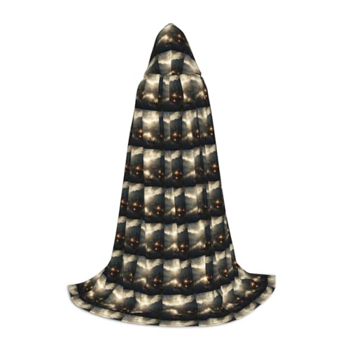 Zhuanyun Maxi-Umhang mit Kapuze und Fischermotiv, warm, lang, Cosplay-Kostüme, Oberbekleidung von Zhuanyun