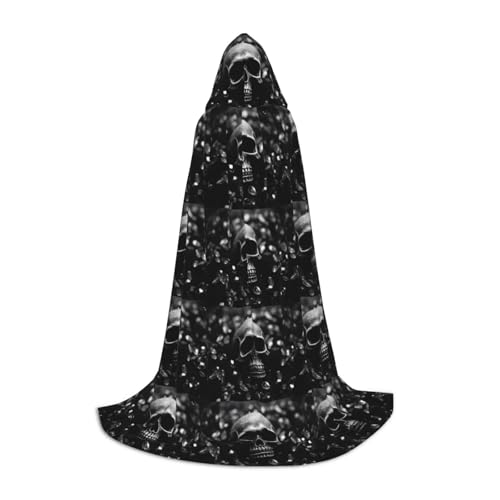 Zhuanyun Maxi-Umhang mit Kapuze und Totenköpfen im Zucker- und Totenkopf-Stil, warm, lang, Cosplay-Kostüme, Oberbekleidung von Zhuanyun