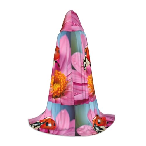 Zhuanyun Maxi-Umhang mit Marienkäfer-Blumendruck, Winter, warm, lang, Cosplay-Kostüme, Oberbekleidung von Zhuanyun