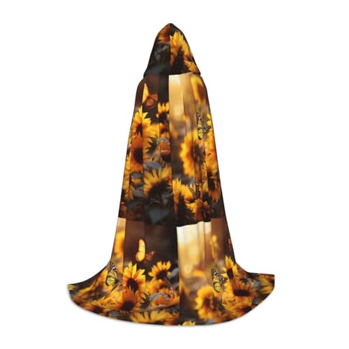 Zhuanyun Maxi-Umhang mit Sonnenblumen- und Schmetterlings-Aufdruck, mit Kapuze, Winter, warm, lang, Cosplay-Kostüme, Oberbekleidung Zhuanyun Maxi-Umhang mit Sonnenblumen- und Schmetterlings-Aufdruck, mit Kapuze, Winter, warm, lang, Cosplay-Kostüme, Oberbekleidung von Zhuanyun