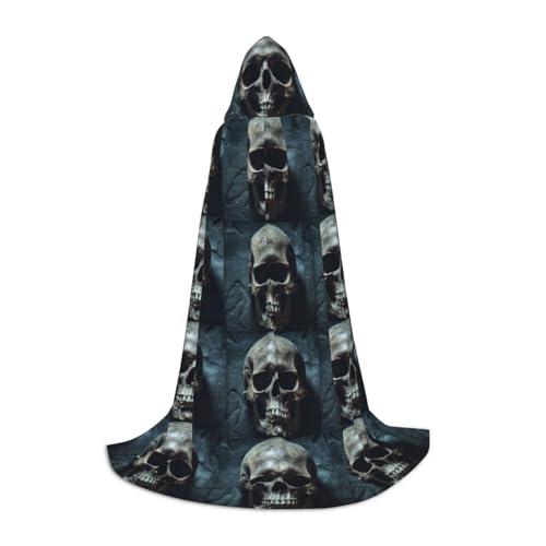 Zhuanyun Maxi-Umhang mit Totenkopf-Skelett-Druck, Winter, warm, lang, Cosplay-Kostüme, Oberbekleidung von Zhuanyun