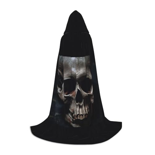 Zhuanyun Maxi-Umhang mit Totenkopf-Skelett-Druck, Winter, warm, lang, Cosplay-Kostüme, Oberbekleidung von Zhuanyun