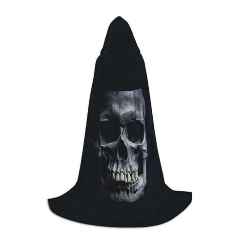 Zhuanyun Maxi-Umhang mit Totenkopf-Skelett-Druck, Winter, warm, lang, Cosplay-Kostüme, Oberbekleidung von Zhuanyun
