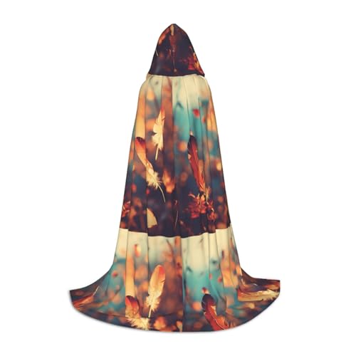 Zhuanyun Maxi-Umhang mit fliegendem Vogel und Musiknoten-Druck, mit Kapuze, warm, lang, Cosplay-Kostüme, Oberbekleidung von Zhuanyun