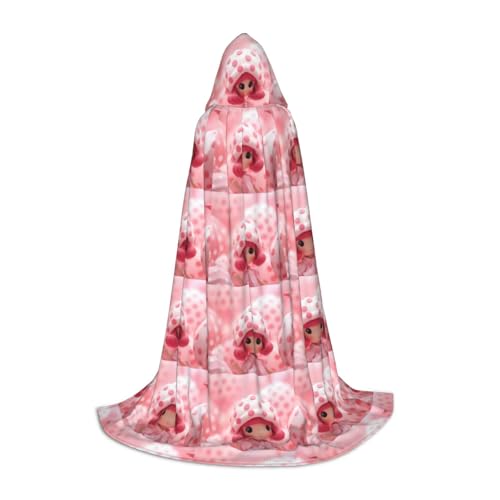 Zhuanyun Maxi-Umhang mit süßem Punktemuster und Kapuze, Winter, warm, lang, Cosplay-Kostüme, Oberbekleidung von Zhuanyun