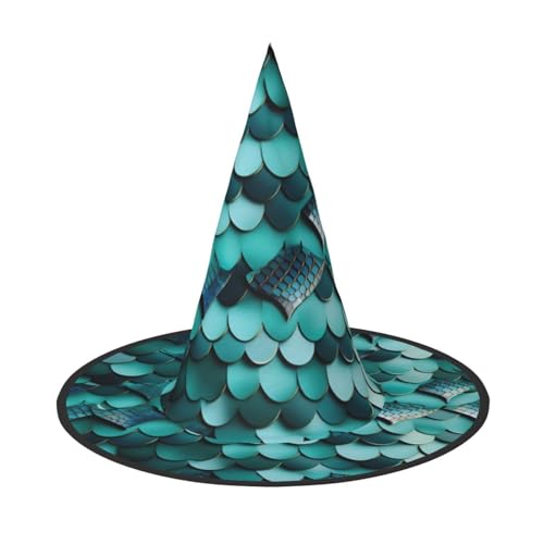 Zhuanyun Meerjungfrauen-Fischschuppen-Druck, Halloween-Hut, Halloween-Kostüm, Zubehör, Kopfschmuck, Partyzubehör, Hexenhut von Zhuanyun