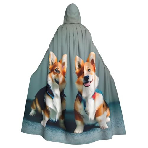Zhuanyun Mit niedlichem Corgi-Hunde-Aufdruck, Kapuzenumhang, Karneval, Cosplay, Bühnenkostüme, Maskerade, Mottoparty-Zubehör von Zhuanyun
