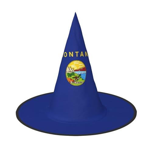 Zhuanyun Montana State Flag Print Halloween Hut Halloween Kostüm Zubehör Kopfschmuck Party Zubehör Hexenhut von Zhuanyun