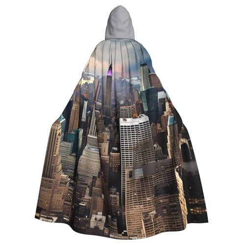 Zhuanyun New York Fashion City Print Kapuzenumhang Karneval Cosplay Kostüme Bühnenkostüme Maskerade Mottoparty Zubehör von Zhuanyun
